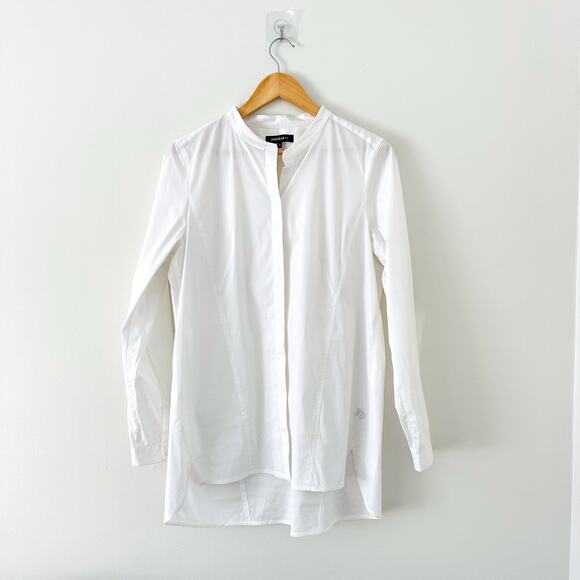 Lafayette 148 New York Long Sleeve High Low Hem Button Up Shirt White 10 - Picture 1 of 8